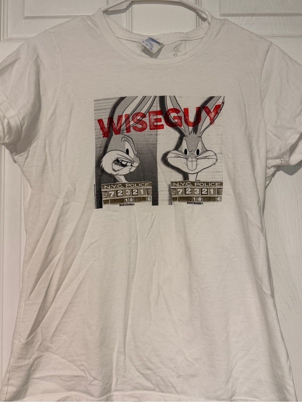 White 'Wiseguy' Short Sleeve Graphic Tee - Bugs Bunny Mugshot